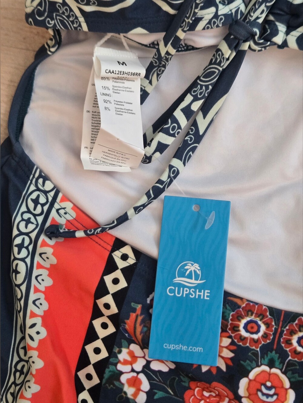 NWT Cupshe Boho Floral Print Lace-Up One Piece Swimsuit, Medium - Picture 5 of 5